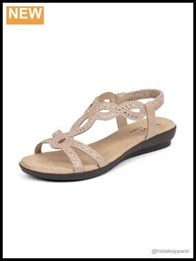 Rhinestone Open Toe Flat Sandals Faux Leather Slip On Walking Comfort
